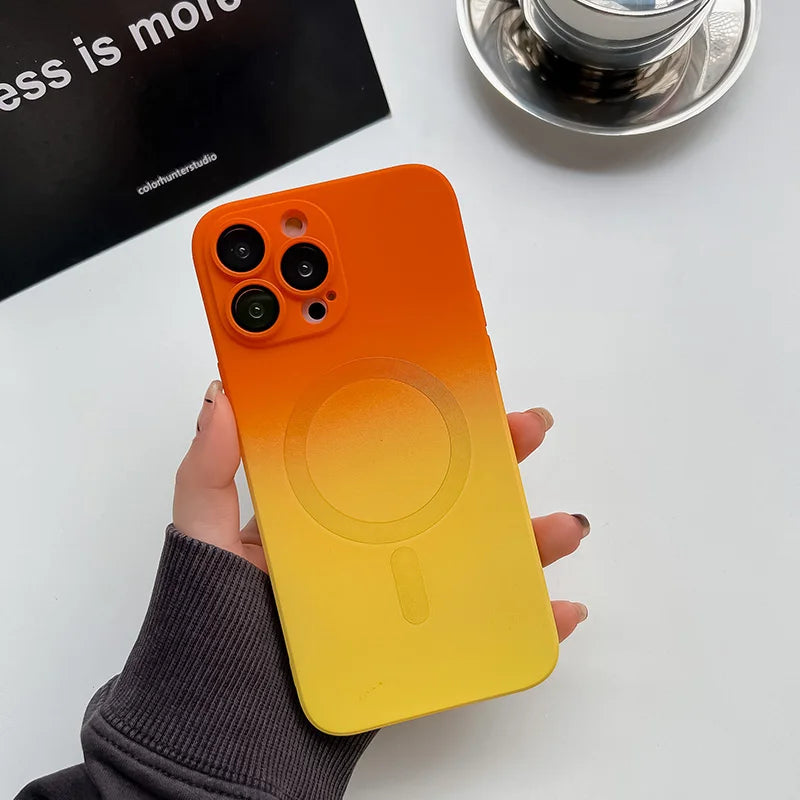 Comes With Lens Film Gradient Color Phone Case For IPhone 16 15 14 13 12 Pro Max 11 Silicone Shockproof Back Cover