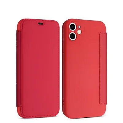 Flip Leather Liquid Silicone Case For iphone 16 Pro Max 14 12 13 11 15 X XR XS Plus SE2022 Lens Protection Cards Solt Book Cover