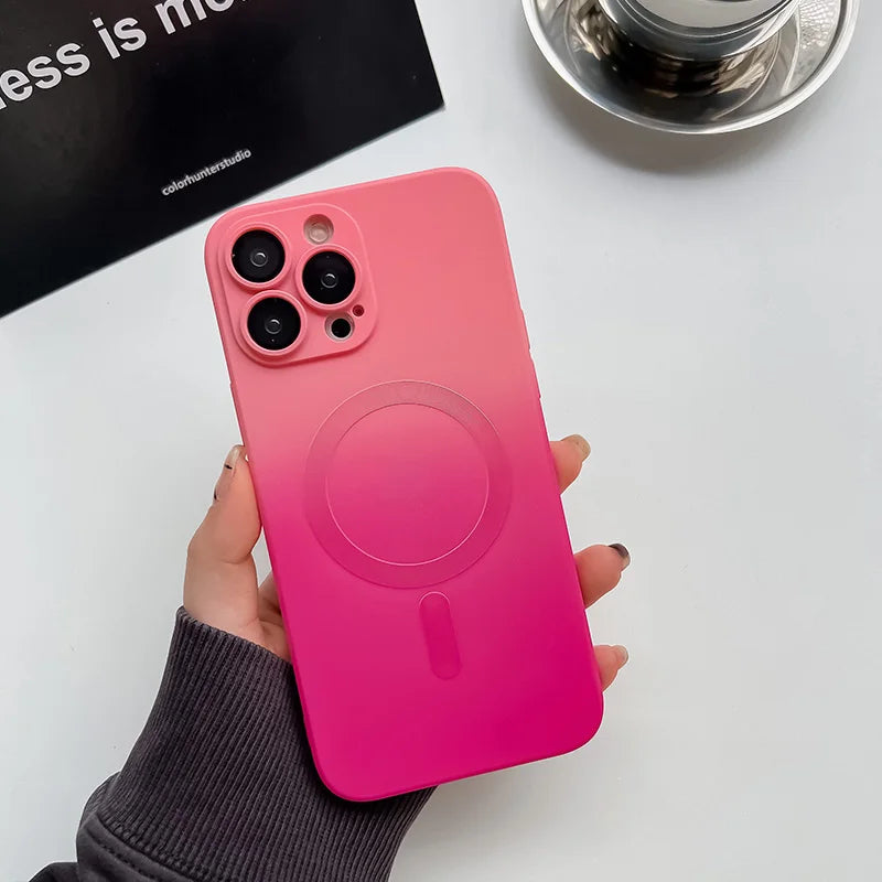 Comes With Lens Film Gradient Color Phone Case For IPhone 16 15 14 13 12 Pro Max 11 Silicone Shockproof Back Cover
