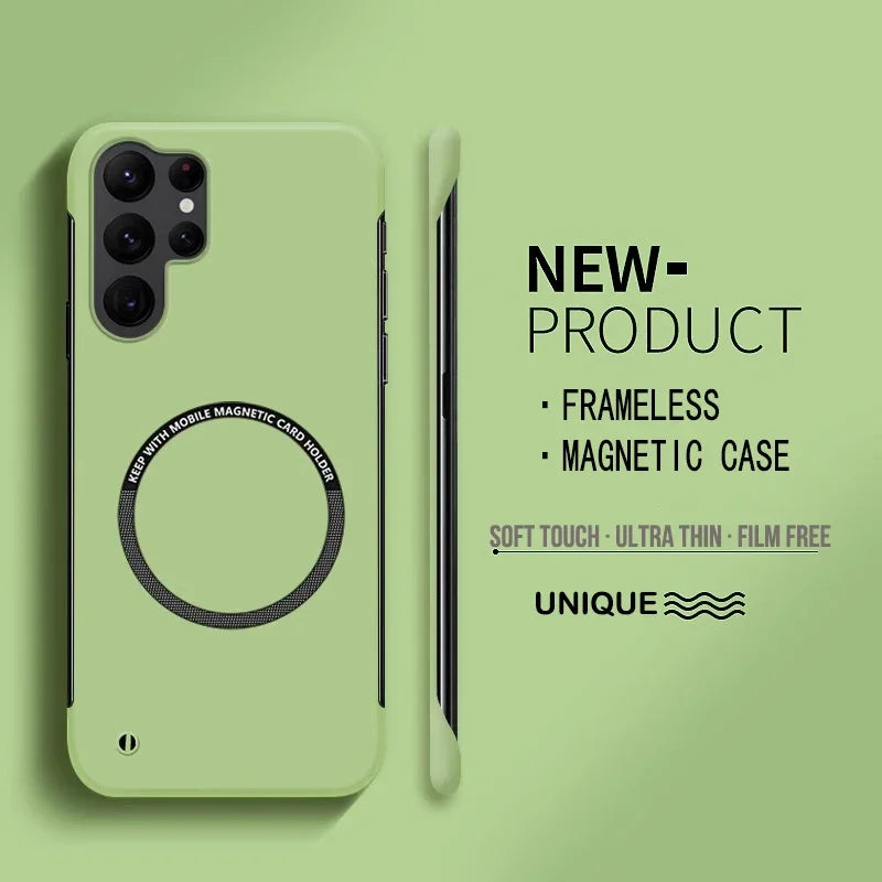 Ultra Thin Hard PC Magnetic Frameless Phone Case For Magsafe Samsung Galaxy S25 S24 S23 S22 S21 S20 FE Plus Ultra PC Matte Cover