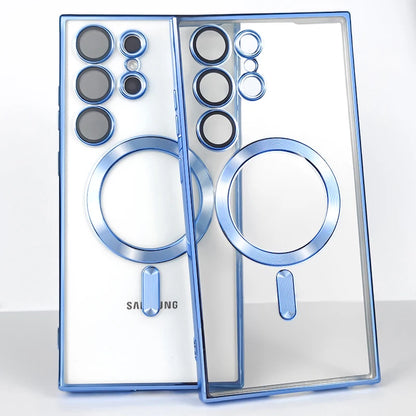 Plating Transparent For Magsafe For Samsung Galaxy S21 S22 S23 S24 Ultra Plus Case magnetic Wireless charging Silicone Cover