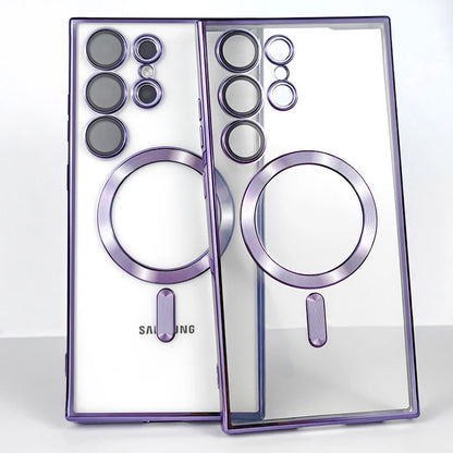 Plating Transparent For Magsafe For Samsung Galaxy S21 S22 S23 S24 Ultra Plus Case magnetic Wireless charging Silicone Cover