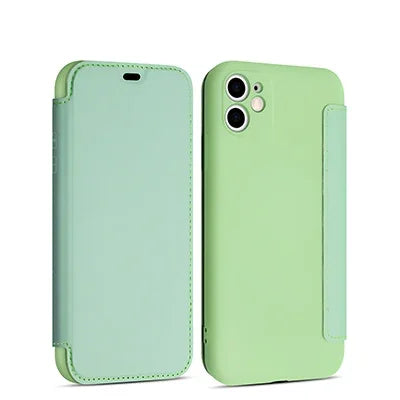Flip Leather Liquid Silicone Case For iphone 16 Pro Max 14 12 13 11 15 X XR XS Plus SE2022 Lens Protection Cards Solt Book Cover