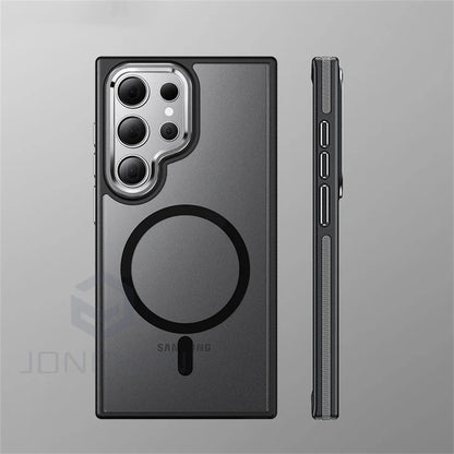 Magnetic Non-slip Bumper Armor Case For Samsung Galaxy S25 S24 S22 Ultra S23 Plus For Magsafe Wireless Charge Shockproof Cover