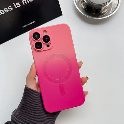 Comes With Lens Film Gradient Color Phone Case For IPhone 16 15 14 13 12 Pro Max 11 Silicone Shockproof Back Cover