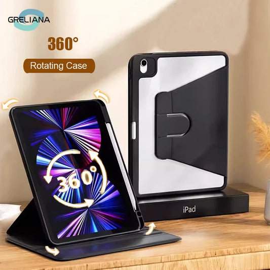 For Ipad Air 5 4 10th 10.9 Case New ipad air 11 11th Pro 11 13 3 9.7 Cover 10.2 7th 8th 9th Gen 360° Rotation Shell Accessories