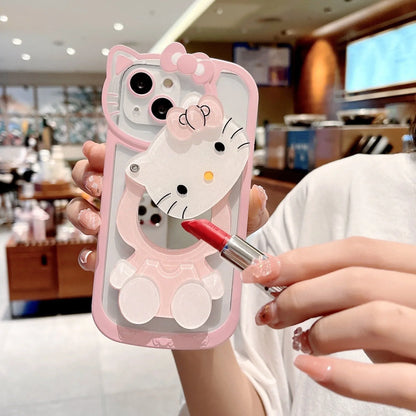 Cute Hello Kitty Kawaii 3D Mirror Y2K Cartoon Phone Case For iPhone 15 14 13 12 11 Pro Max XR XS Max 7 8 Plus Lucky Cute Cover