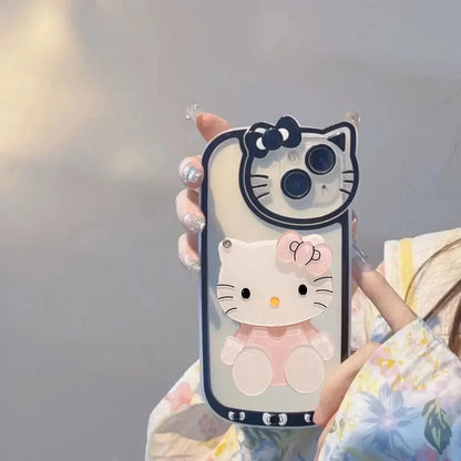 Cute Hello Kitty Kawaii 3D Mirror Y2K Cartoon Phone Case For iPhone 15 14 13 12 11 Pro Max XR XS Max 7 8 Plus Lucky Cute Cover