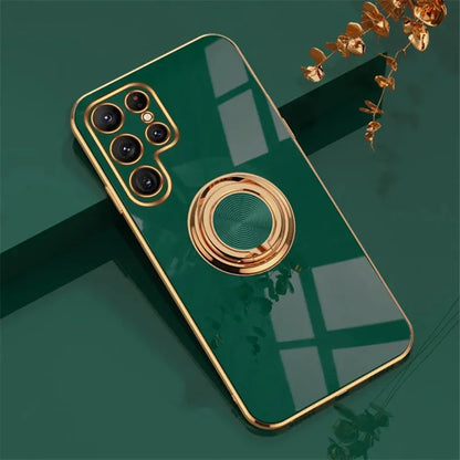 Luxury TPU Ring Holder Phone Case For Samsung Galaxy S25 S24 S23 S22 S21 S20 Note 20 Ultra Plus FE Shockproof Protect Back Cover