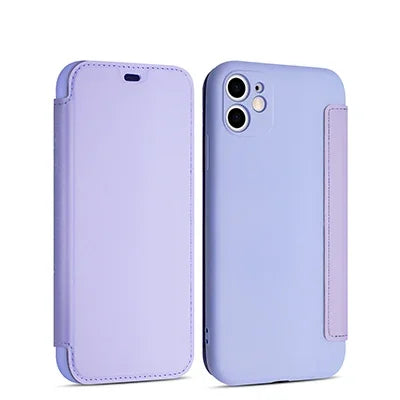 Flip Leather Liquid Silicone Case For iphone 16 Pro Max 14 12 13 11 15 X XR XS Plus SE2022 Lens Protection Cards Solt Book Cover
