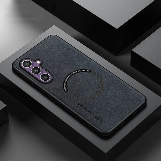 Magnetic For Magsafe Leather Case For Samsung Galaxy S25 S24 S23 S22 Ultra S23 S24 FE Luxury Wireless Charge Phone Back Cover