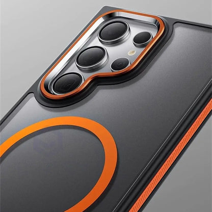 Magnetic Non-slip Bumper Armor Case For Samsung Galaxy S25 S24 S22 Ultra S23 Plus For Magsafe Wireless Charge Shockproof Cover