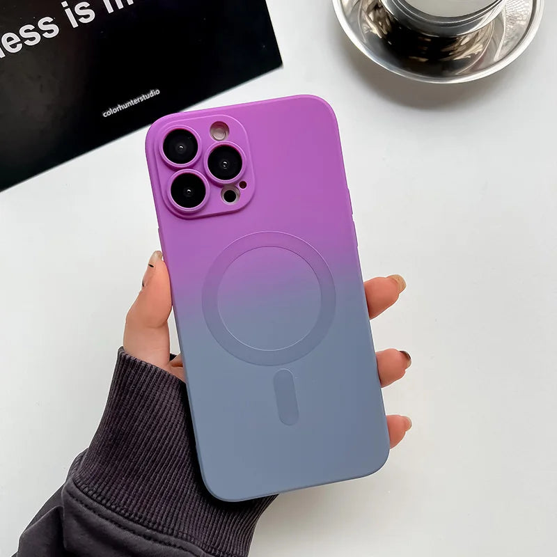 Comes With Lens Film Gradient Color Phone Case For IPhone 16 15 14 13 12 Pro Max 11 Silicone Shockproof Back Cover