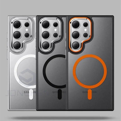 Magnetic Non-slip Bumper Armor Case For Samsung Galaxy S25 S24 S22 Ultra S23 Plus For Magsafe Wireless Charge Shockproof Cover