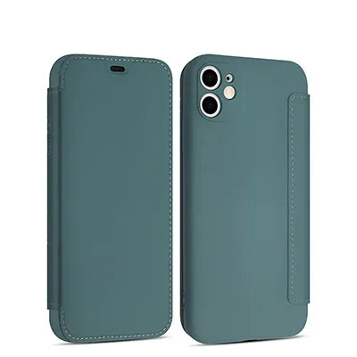 Flip Leather Liquid Silicone Case For iphone 16 Pro Max 14 12 13 11 15 X XR XS Plus SE2022 Lens Protection Cards Solt Book Cover