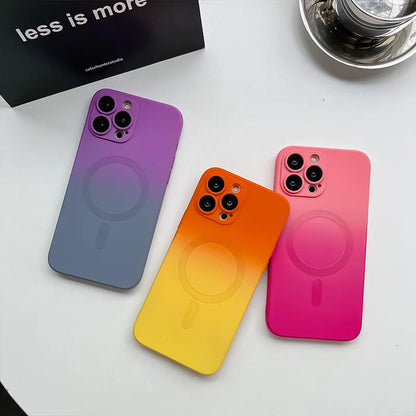Comes With Lens Film Gradient Color Phone Case For IPhone 16 15 14 13 12 Pro Max 11 Silicone Shockproof Back Cover