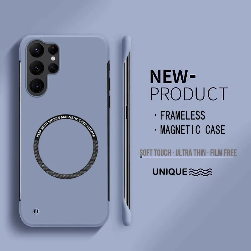 Ultra Thin Hard PC Magnetic Frameless Phone Case For Magsafe Samsung Galaxy S25 S24 S23 S22 S21 S20 FE Plus Ultra PC Matte Cover