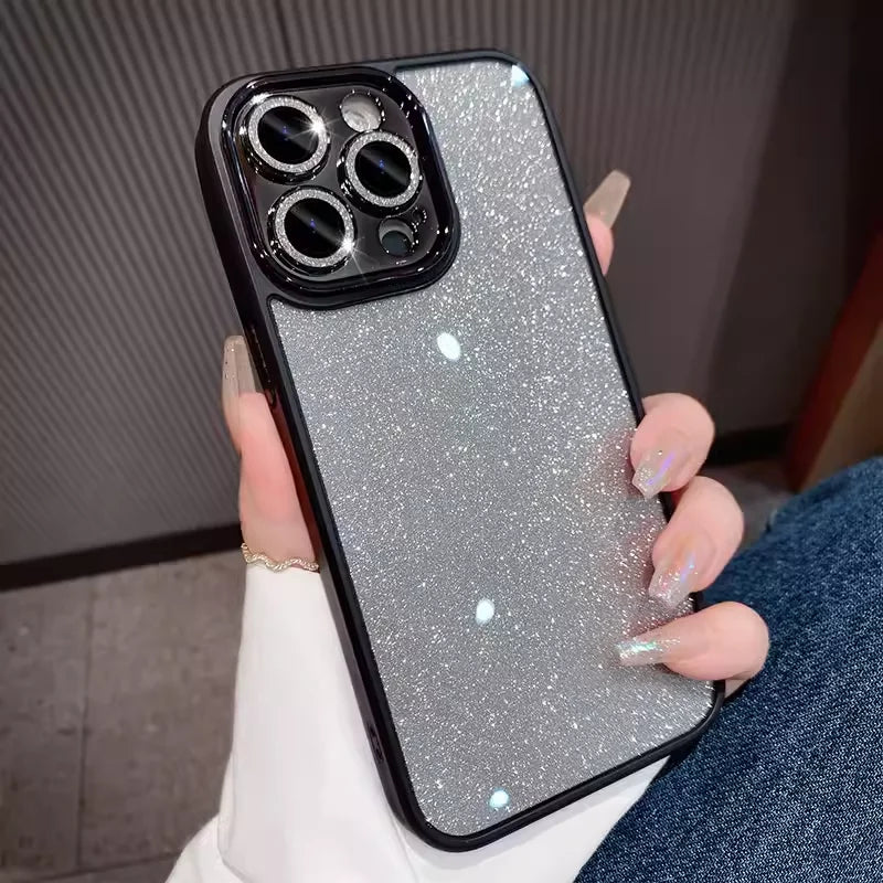 Glitter Diamond Camera Protection Transparent Armor Case For iPhone 15 14 12 11 13 Pro Max Plus Shockproof Hard Acylic Cover