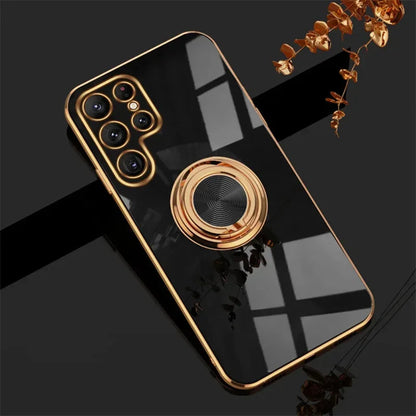 Luxury TPU Ring Holder Phone Case For Samsung Galaxy S25 S24 S23 S22 S21 S20 Note 20 Ultra Plus FE Shockproof Protect Back Cover