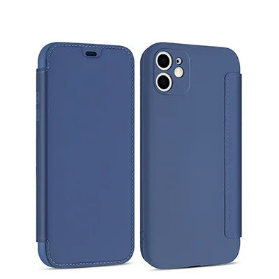 Flip Leather Liquid Silicone Case For iphone 16 Pro Max 14 12 13 11 15 X XR XS Plus SE2022 Lens Protection Cards Solt Book Cover