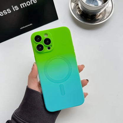 Comes With Lens Film Gradient Color Phone Case For IPhone 16 15 14 13 12 Pro Max 11 Silicone Shockproof Back Cover