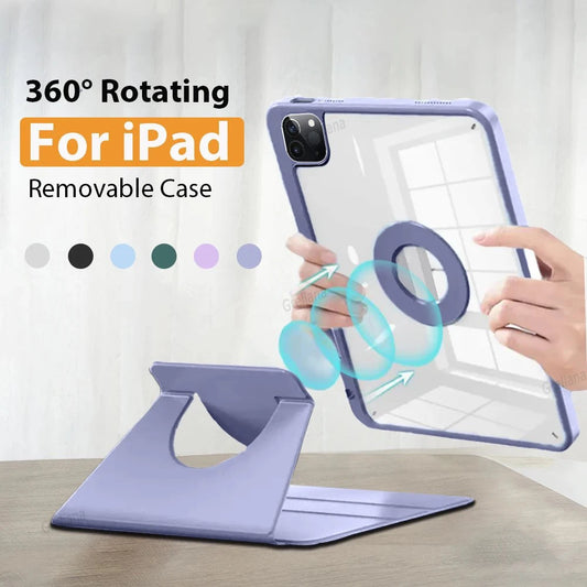 Magnetic Case For iPad Pro 11 Case iPad 7th 8th 9th 10.2 Gen Funda ipad Air 11th 11 M3 4th 5th 10th 10.9 2 9.7 Rotation Cover