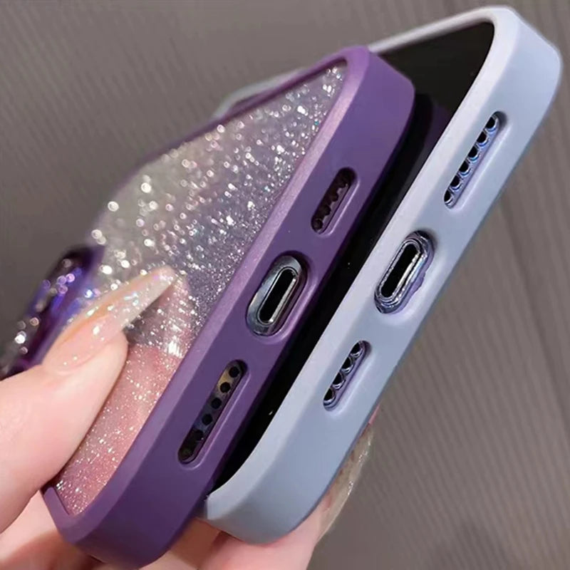 Glitter Diamond Camera Protection Transparent Armor Case For iPhone 15 14 12 11 13 Pro Max Plus Shockproof Hard Acylic Cover