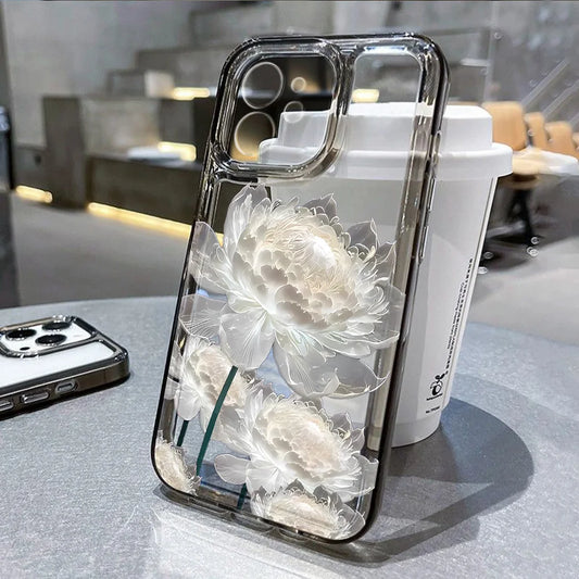 Lotus Flower Transparent Phone Case For iPhone 16 Pro Case iPhone 13 15 11 12 14 Pro Max 16e XR XS 8 7 Plus SE Shockproof Cover